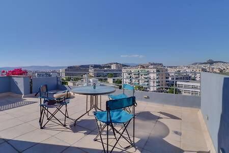 Studio With Private Terrace And View Of Acropolis! Athén Kültér fotó